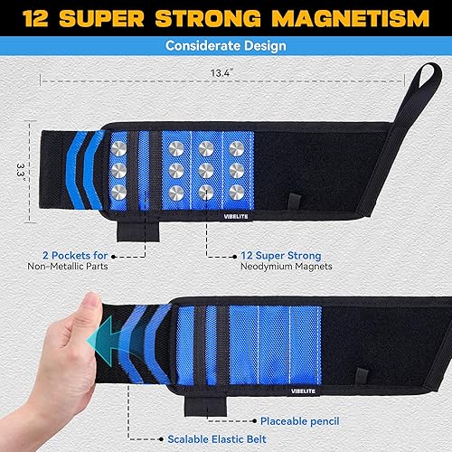 Miniatura 4 de Regalos para hombres, pulsera magnética para herramientas con 12 imanes súper fuertes, tela Oxford doble 1680D, regalo ideal de cumpleaños para
