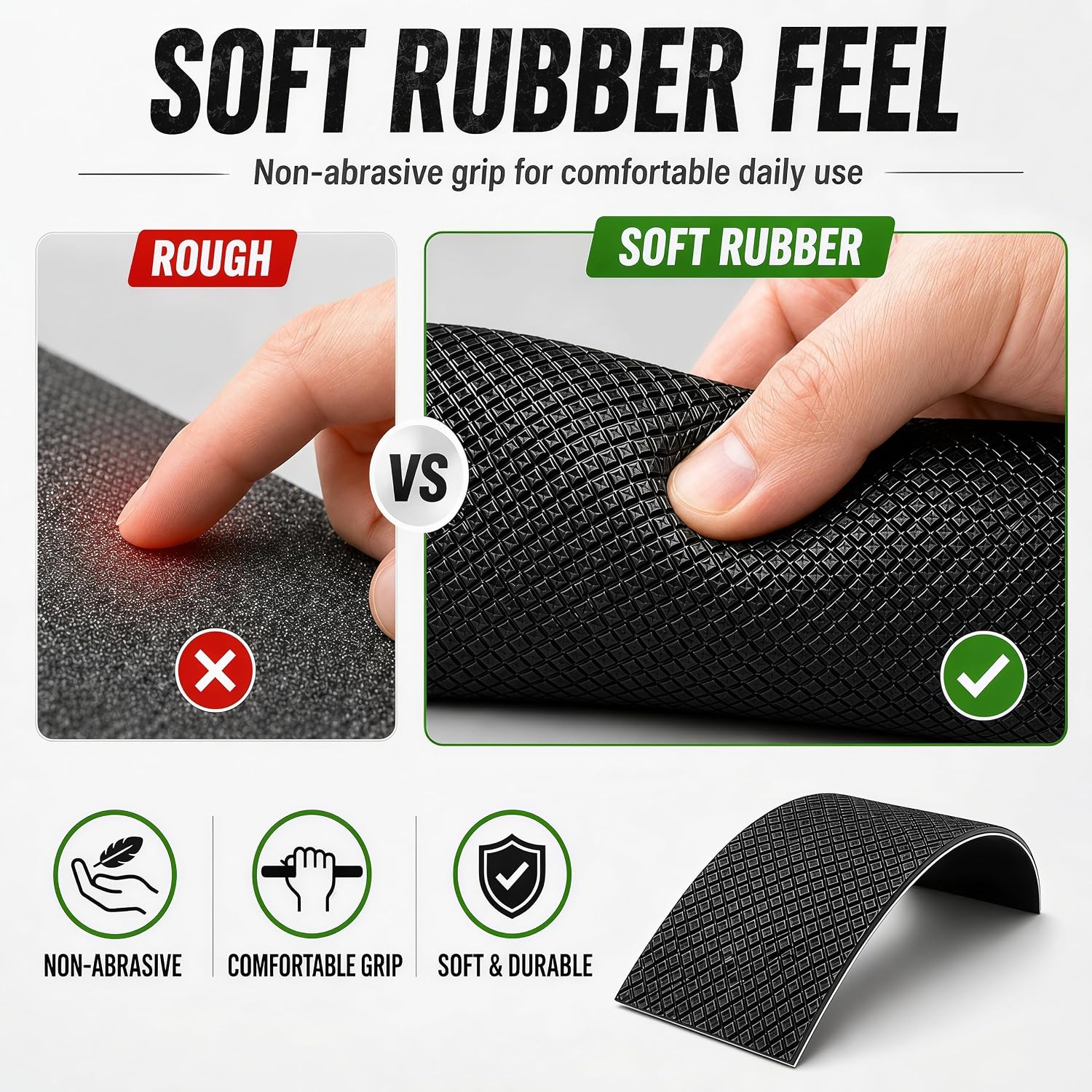 STRBOXONG Rubber Grip Tape, Rubberized Friction Tape, Non Abrasive Black Adhesive Grip Tape Roll, 2 Inch x 10 Feet, Handle Grip Tape for Tools, Equipment Handles, Handrails, Ladders, Pull Up Bars