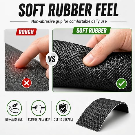 STRBOXONG Rubber Grip Tape, Rubberized Friction Tape, Non Abrasive Black Adhesive Grip Tape Roll, 2 Inch x 10 Feet, Handle Grip Tape for Tools, Equipment Handles, Handrails, Ladders, Pull Up Bars