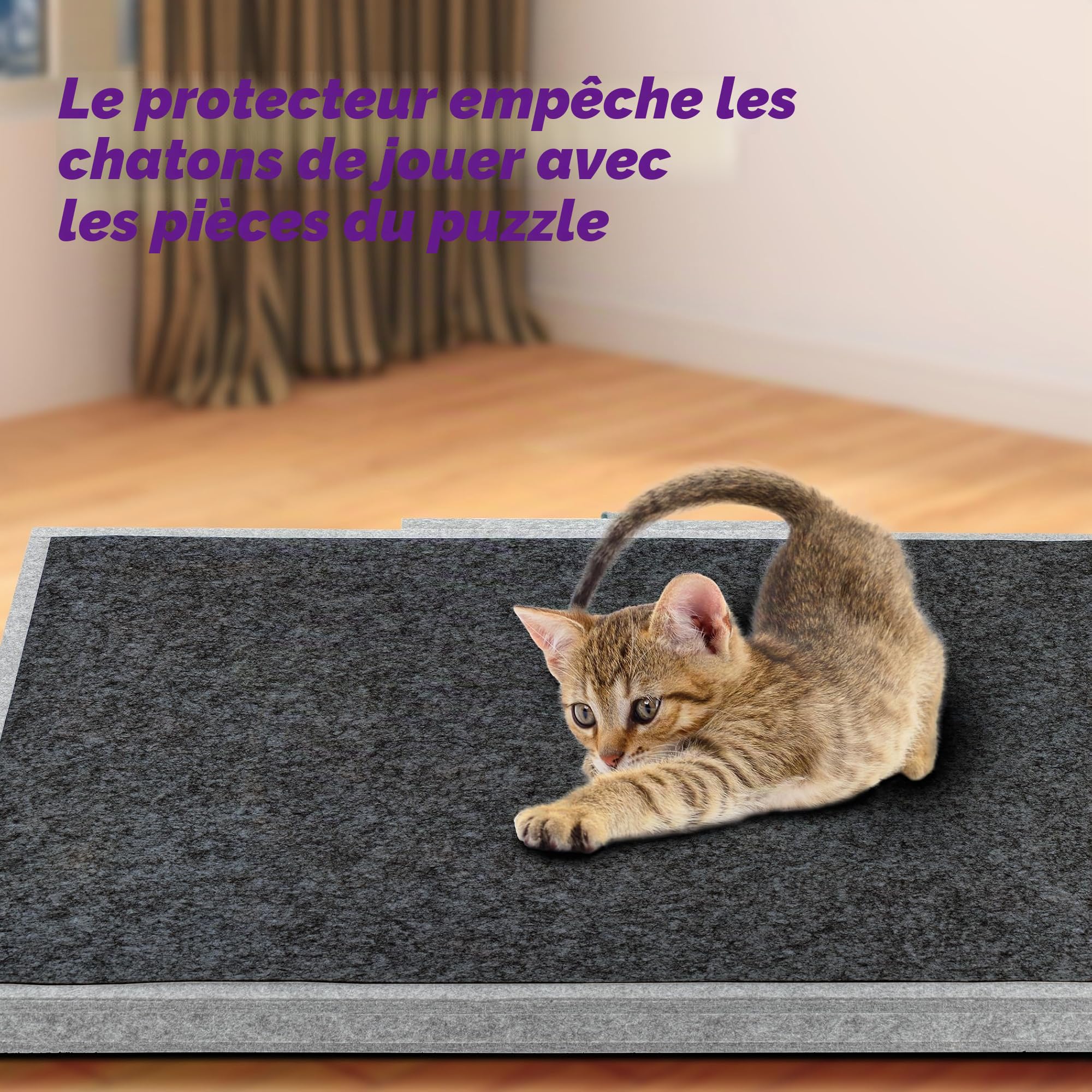 Tektalk Table de Puzzle Portable avec Support/Support réglable intégré et Housse Amovible, Plateau de Puzzle en Feutre Super léger à 3 Angles d'inclinaison, jusqu'à 1000 pièces, Gris Clair