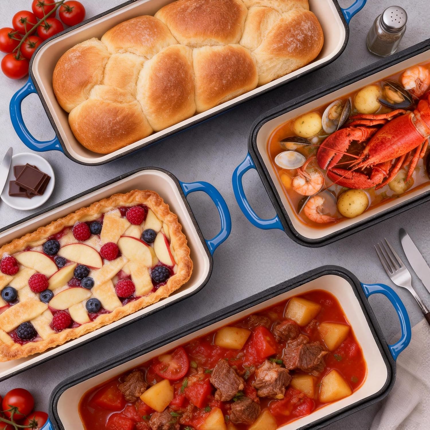 11x5 Inch Cast Iron Loaf Pan with Lid, Large Loaf Pans for Sourdough Bread Baking, Even Heat Distribution Dutch Oven Bread Pan for Homemade Bread, Meatloaf (5.8Qt, Marseille)