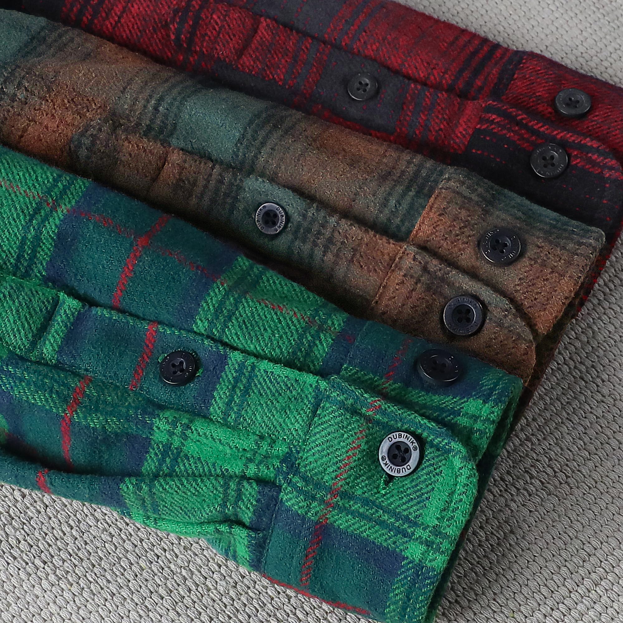 Dubinik® 13oz ekstra ciężka flanelowa koszula męska koszula z długim rękawem, szeroki krój, 100% bawełna