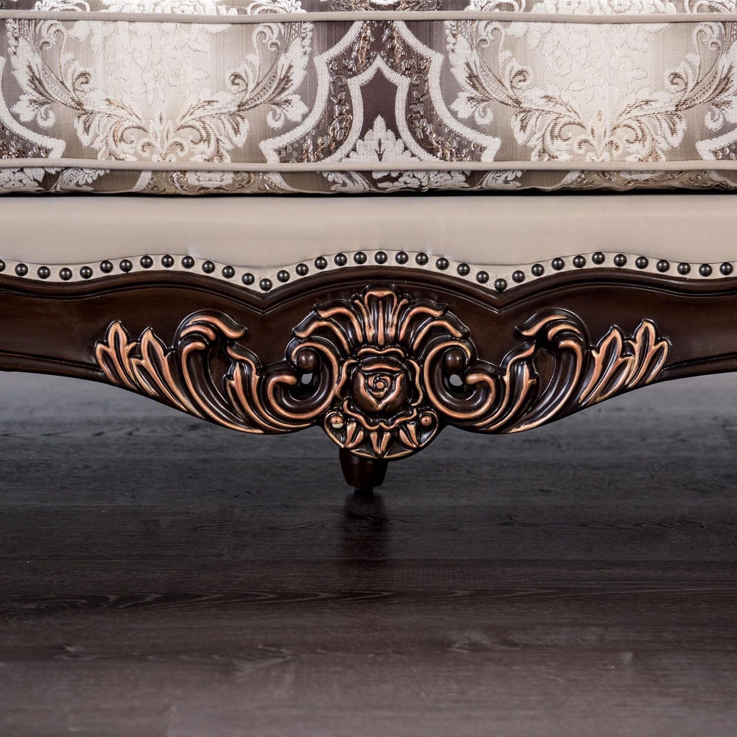 Furniture of America Zephyra Traditional Faux Leather Upholstered Loveseat with Rolled Arm and Accent Pillows, Wooden Comfortable Couch for Living Room, Office, Bedroom, Dark Cherry/Beige