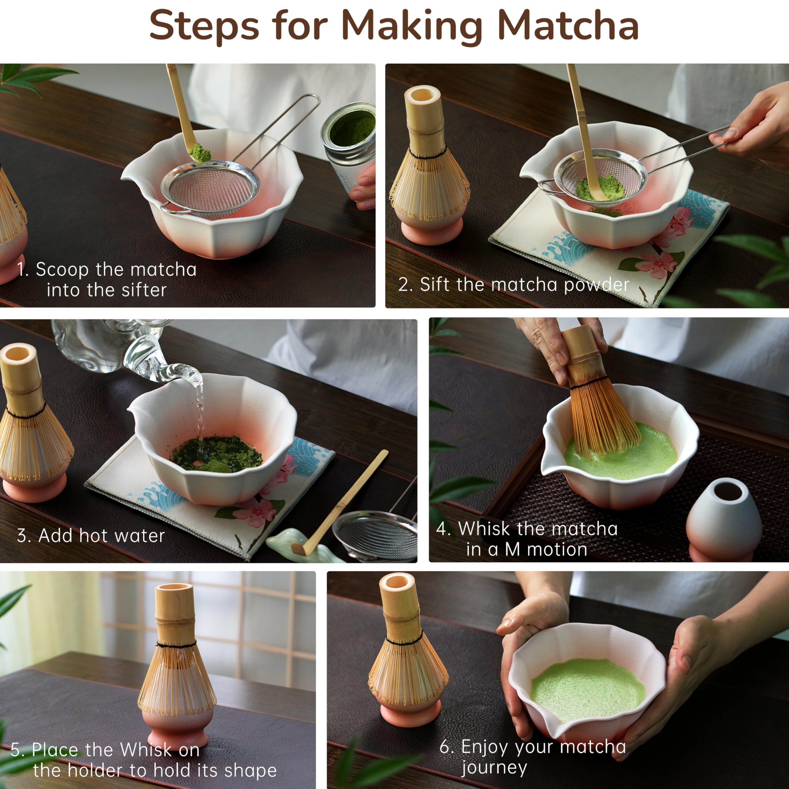 Birthday Gifts Matcha Whisk Set-Matcha Kit 7 Pcs, Dishwasher Safe Matcha Set Birthday Gifts for Matcha Lover, Ideal for Beginners view 7