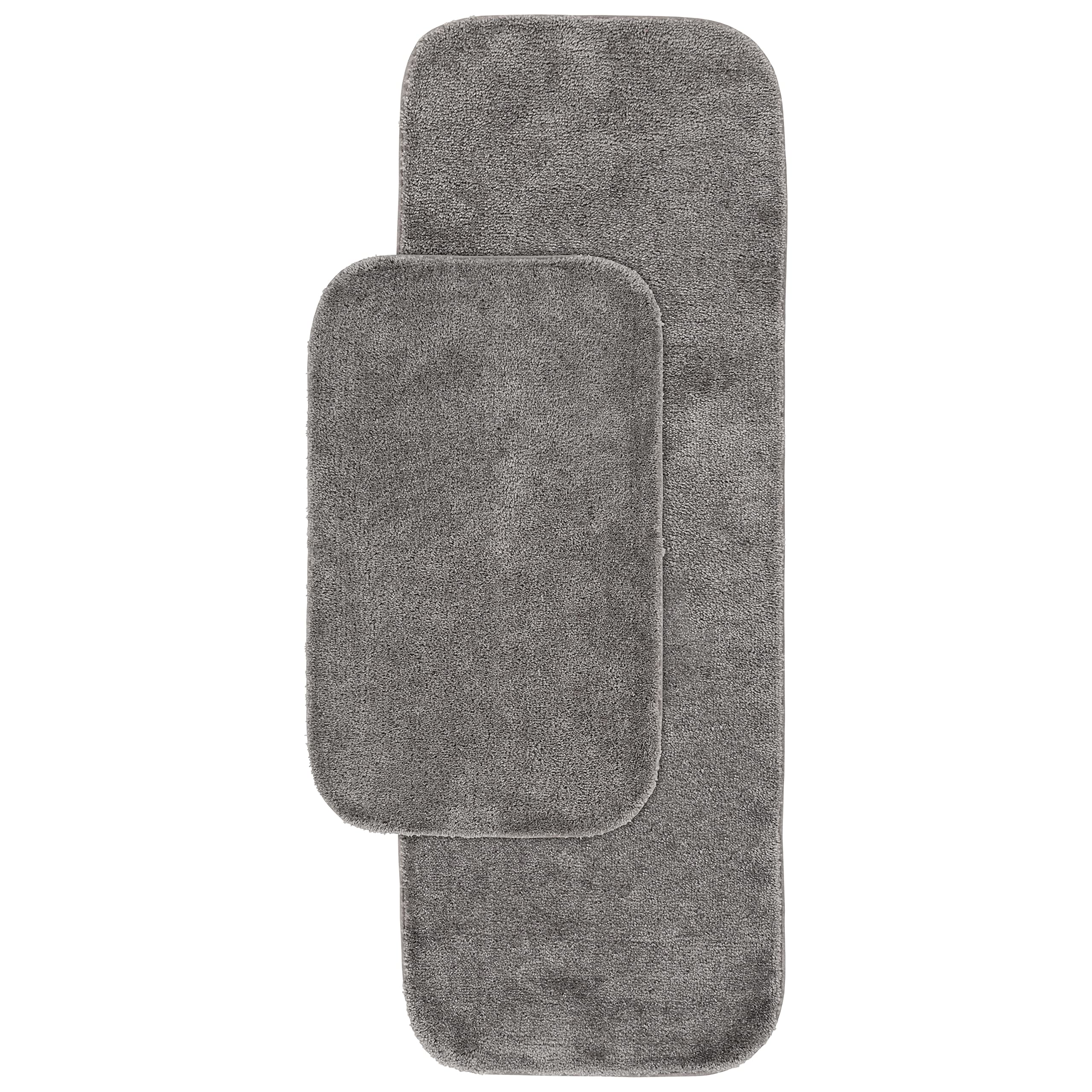 Garland Rug Traditional Nylon Washable Medium Gray 2 Bath Rugs (21" X 34", 22" X 60") - Soft, Absorbent, and Stylish for Your Bathroom