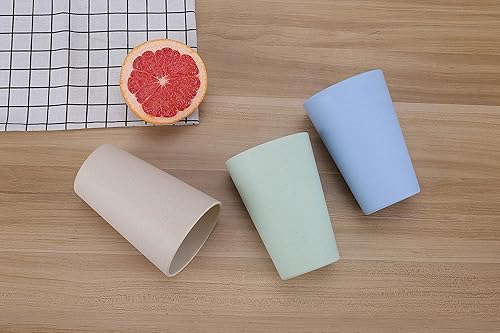 Miniatura 4 de LuckyZone Vasos irrompibles de paja de trigo Juego de 5 vasos reutilizables de 16 onzas para agua Vaso ligero para cocina al aire libre Aptos