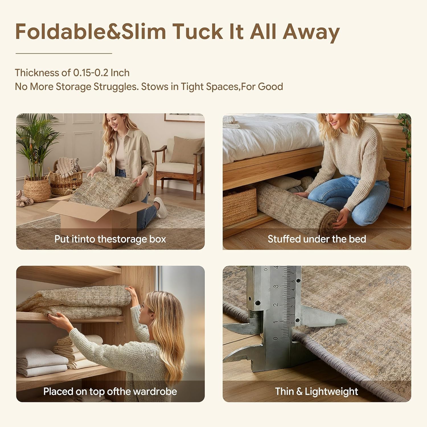 HUGEAR Retro 2x8 Washable Runner Rugs Brown Hallway Bedroom Kitchen Throw Carpet Vintage Distressed Neutral Stain Resistant Non Slip & Shedding Low Pile for Home Aesthetic Decor - Image 7