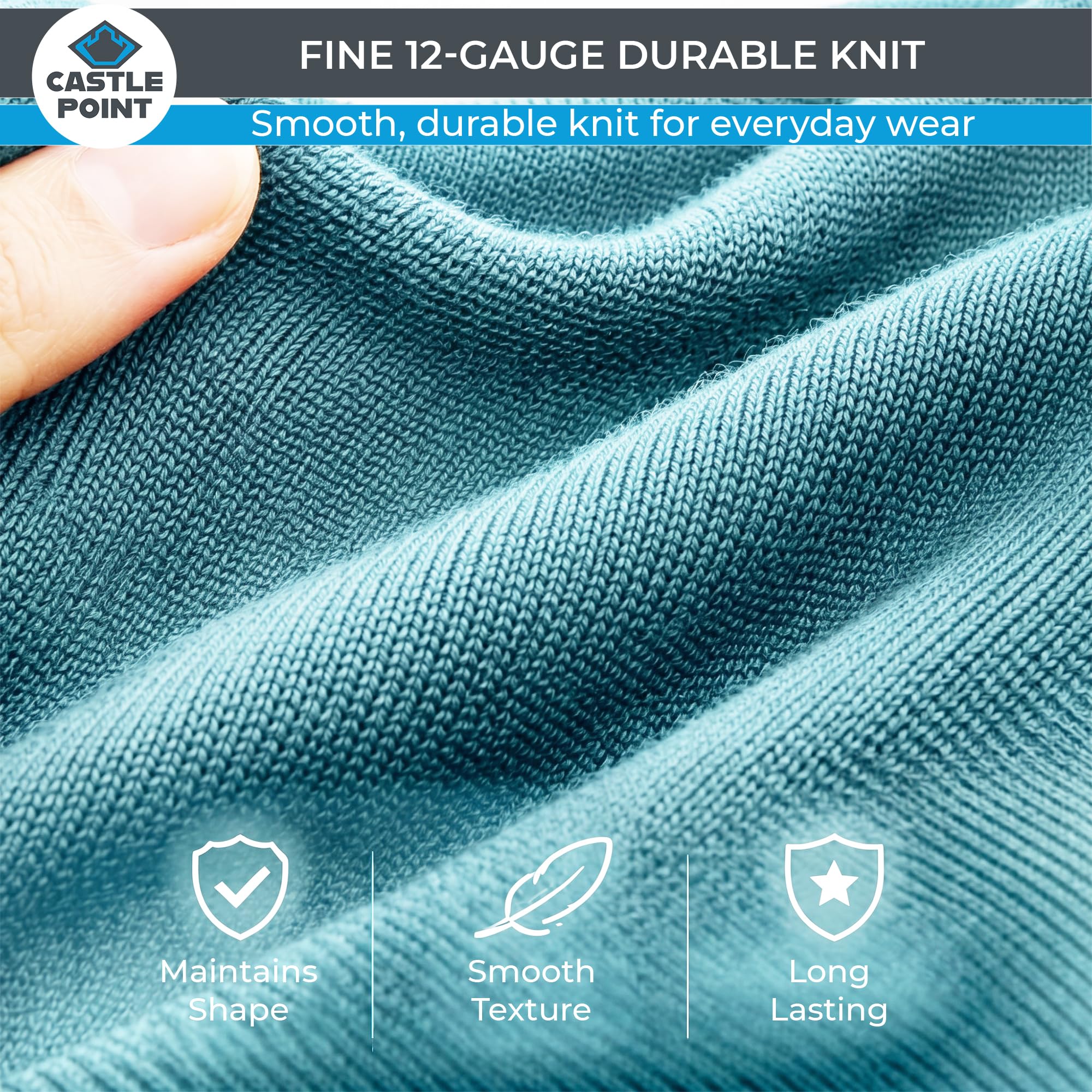 Castle Point Jersey Hombre 100% Algodón, Suéter de Punto con Cuello Redondo o en V, Ligero Clásico para Uso Diario y Estilo Casual