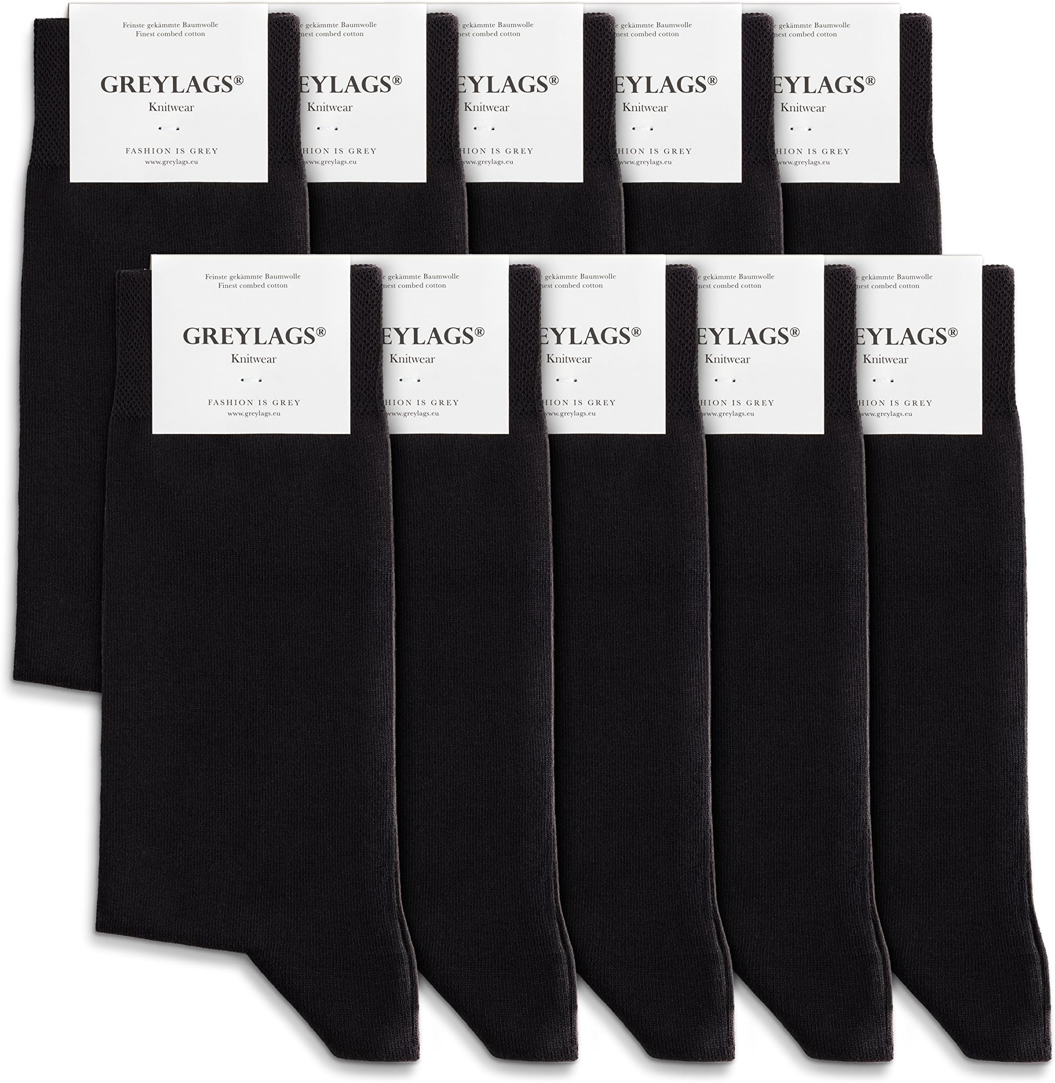 Greylags - Business Cotton Socks - every day socks – sports trekking hiking - 10 pairs black 4-5-6-7-8-9-10-11-12