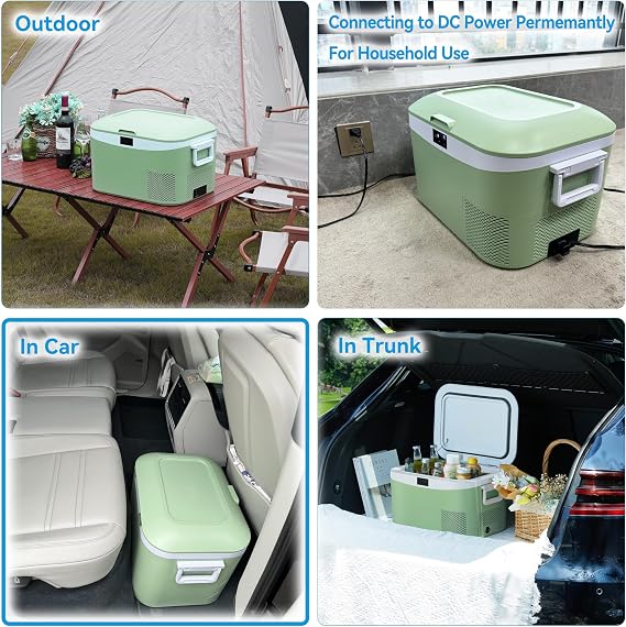 Megiu - 12 Volt Portable Car Refrigerator 13.5QT (12.8L) Compressor 12V/24V DC 110~240V AC for Truck Van RV SUV Boat Travel Camping Travel Travel by