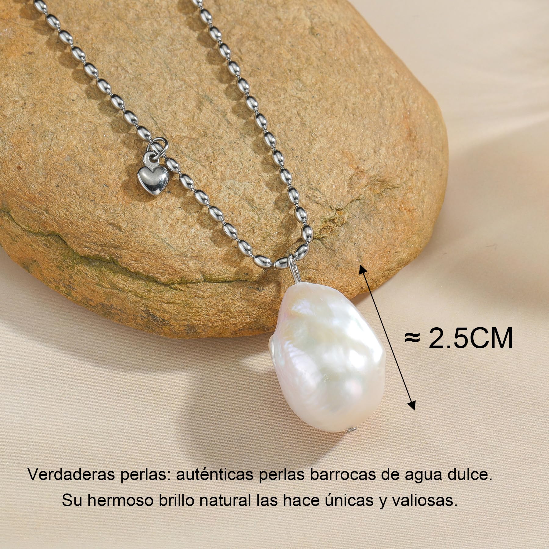 Collares de Acero Inoxidable con Perlas de Agua Dulce, 3 Colores, Longitud 50+5 cm, Ajustables