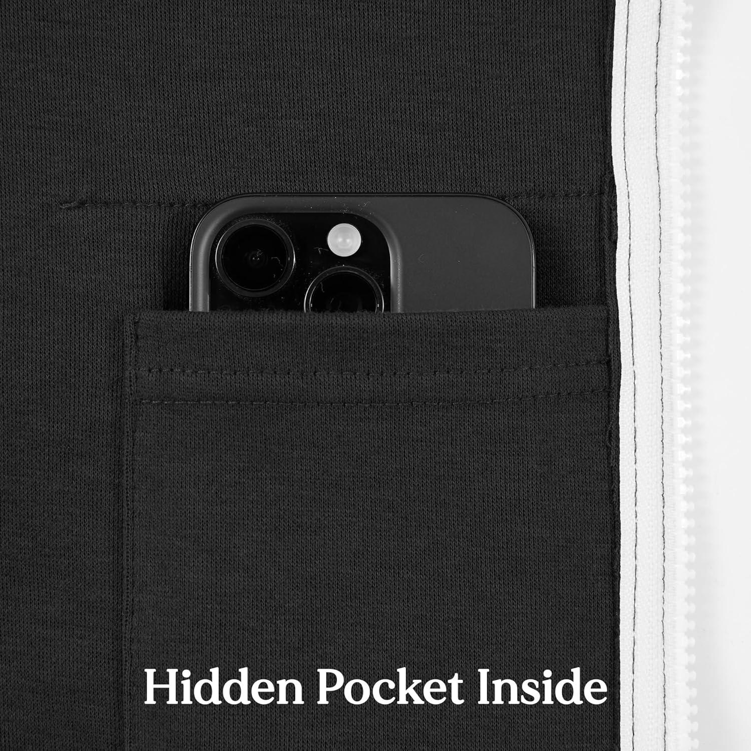 Ohoo Mens Slim Fit Long Sleeve Lightweight Zip-up Hoodie Mixed Waffle Knit with Kangaroo Pocket - Image 6