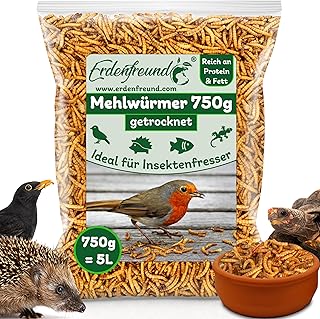 ERDENFREUND® Mehlwürmer getrocknet 100% rein Spitzenqualität naturbelassen schonend getrocknete Mehlwürmer kontrollierte Herstellung Protein & Omega 3 product image