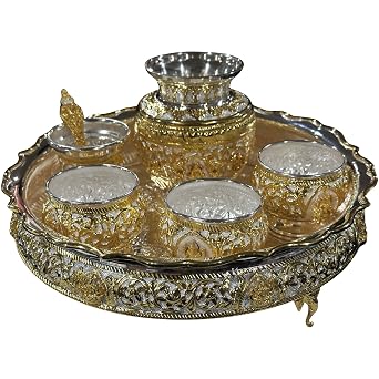 Balaji 925 Sterling Silver 10 inch Hallmarked Exclusive Designer Ashta Lakshmi Puja Set - 10.0"" Set #02