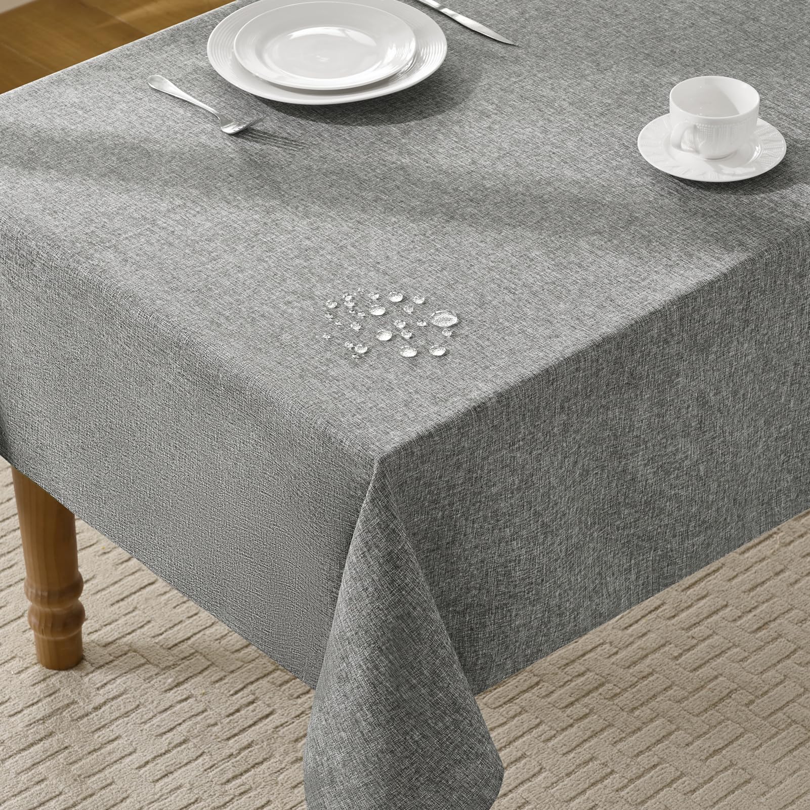 Nappe Extérieurs Rectangulaire 140x240 cm Anti Tache Nappes Gris en