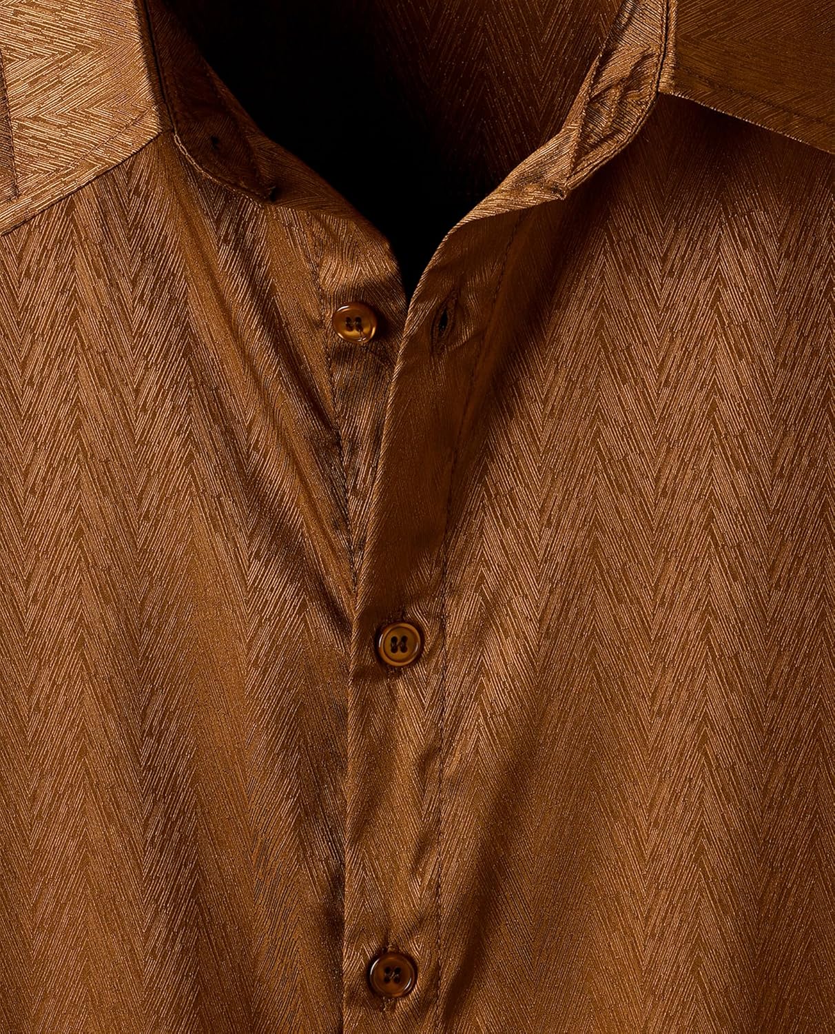 ZEROYAA Men's Luxury Shiny Satin Jacquard Shirt Modern Fit Short Sleeve Button Down Shirts for Summer Party Prom - Image 6