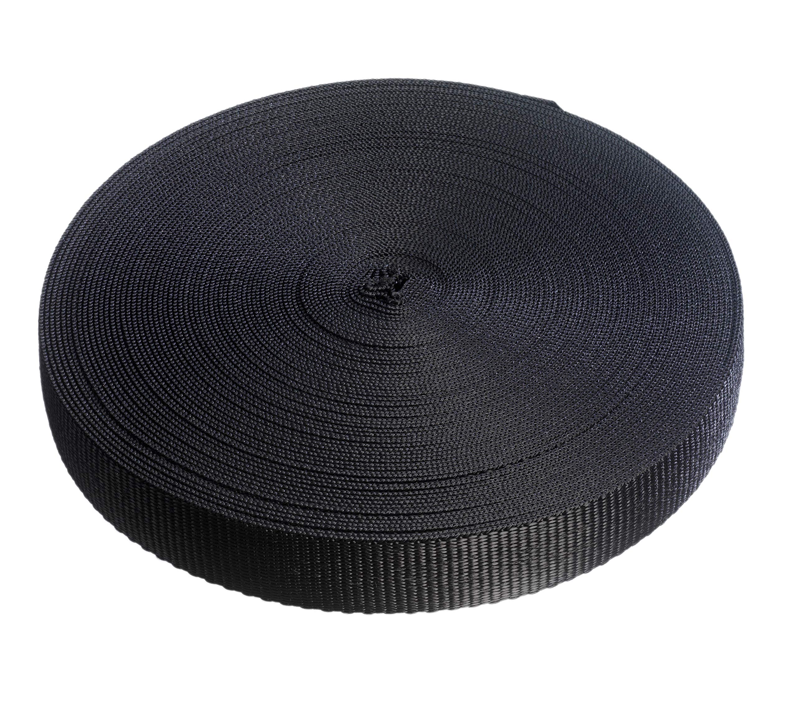 Direct Manufacturing 25mm Black Webbing Rolls Polyproplene 440kg Straps and Lashing (50m)