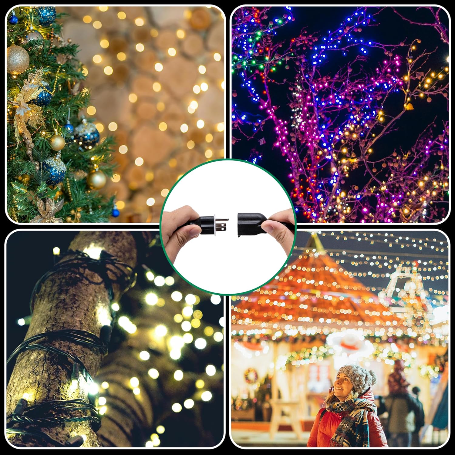 DECOHS 50 Pcs Christmas Lights Weatherproof Gaskets, Outdoor Extension Cords Gaskets Plug Cover, Waterproof Stop Tripping GFCI Protector for Xmas Light Installation, Electrical Cord, Indoor Gardening