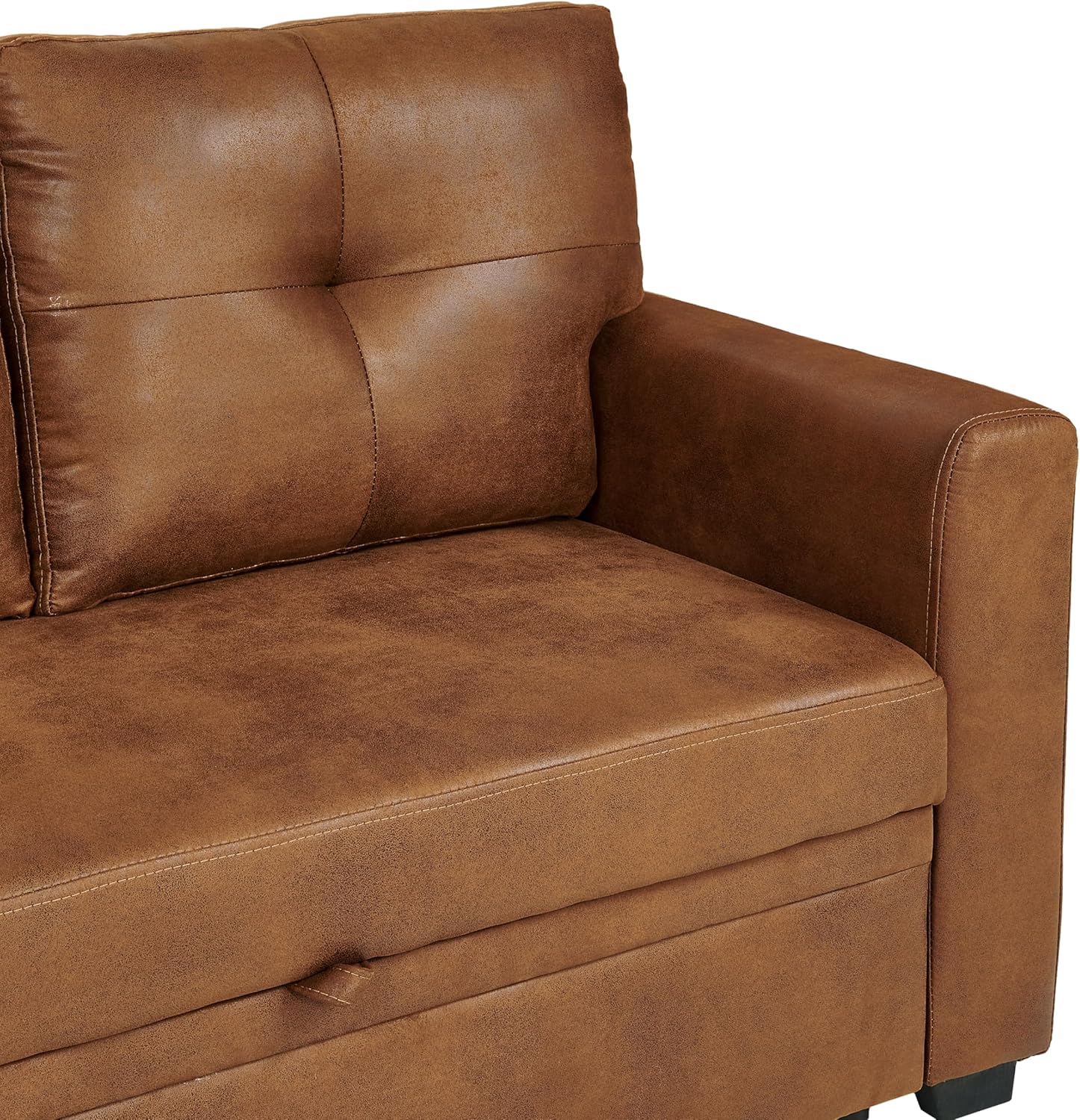 76.5" Sectional Sleeper Sofa with Pull Out Bed, L Shaped 3 Seat Sectional Couches for Living Room,Pull Out Couch Convertible Sofa Bed with Reversible Storage Chaise & 2 Pillows,Brown