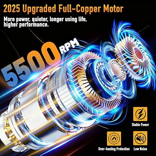 Miniatura 3 de Kit de pulidora inalámbrica para batería Dewalt de 20 V (sin batería), pulidora rotativa de 6 pulgadas con diseño orbital de 6 velocidades 1800-4800