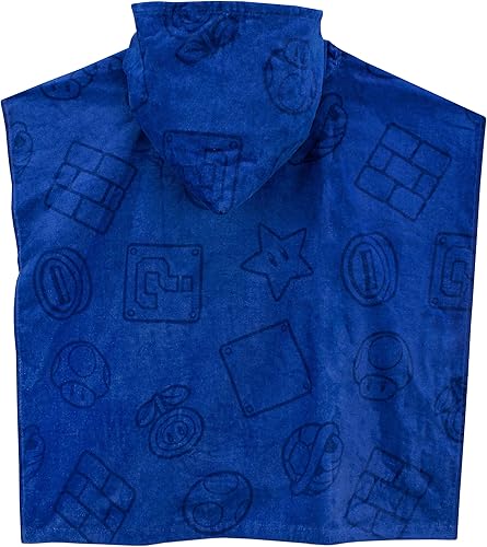 Miniatura 6 de SUPER MARIO - Poncho de toalla con capucha para niños, talla única, color azul