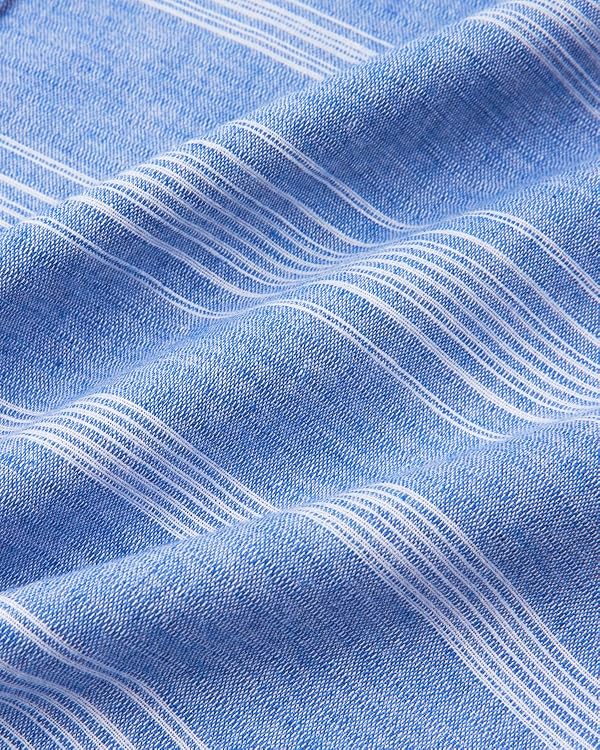 MOHEZ Men's Oxford Short Sleeve Shirt Casual Button Down Striped Summer Cotton Shirts for Daily Blue Large by MOHEZ - Used condition - Image 2