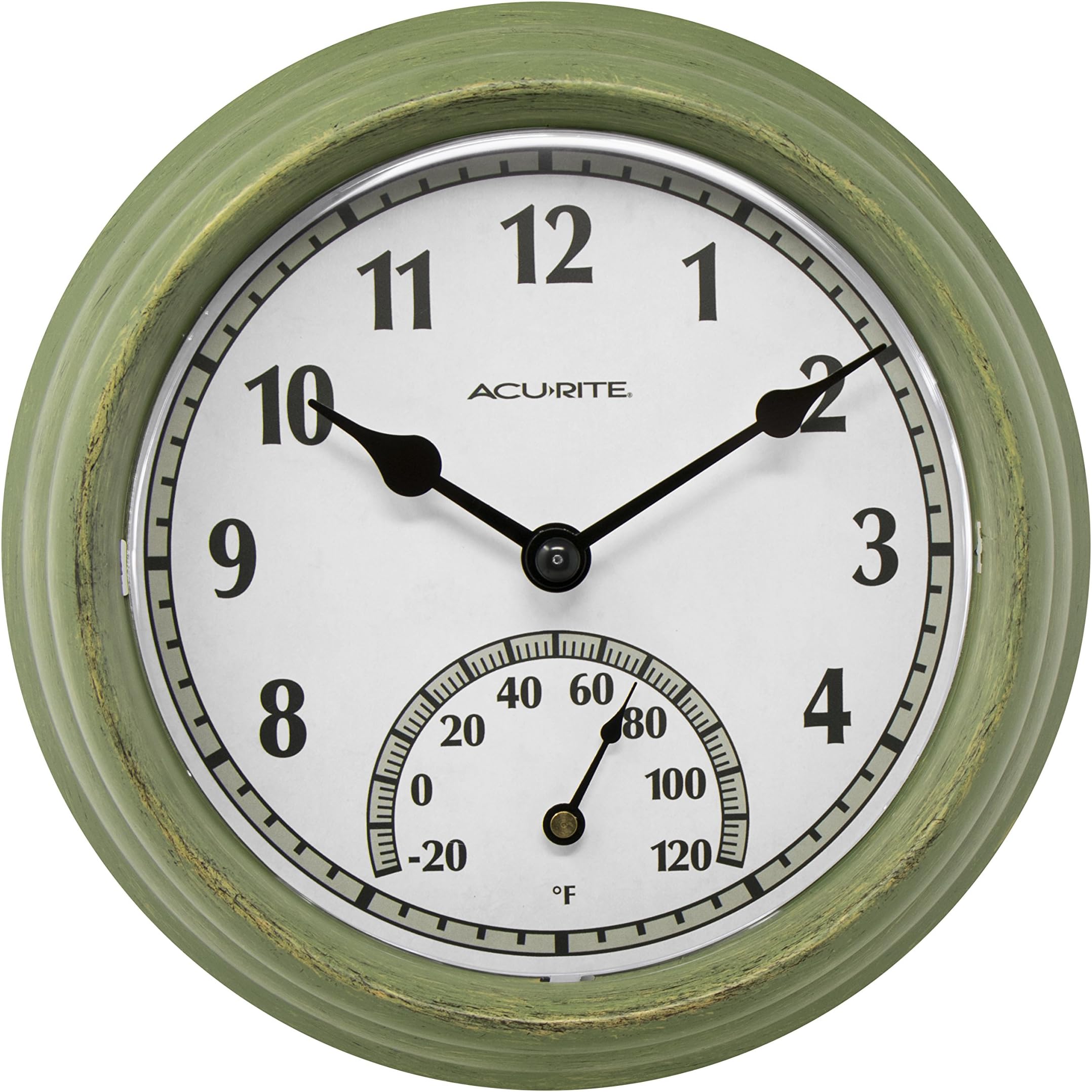 Amazon.com: AcuRite 02470 Rustic Green Outdoor Clock with Thermometer ...