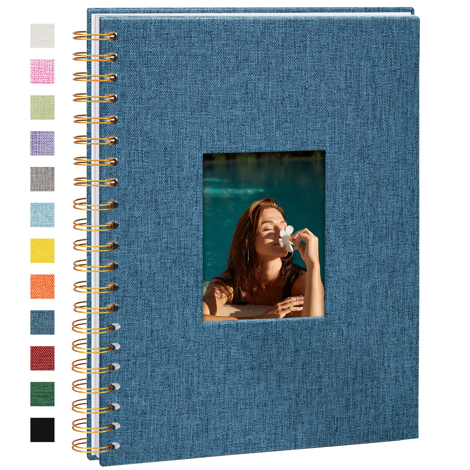 Vienrose Album Fotografico in Lino, 20,5 x 28 cm Libro dei Ricordi con 80 Pagine Bianche Fai Da Te per Viaggi Famiglia Matrimonio Natale, Blu navy