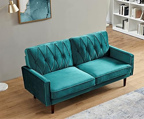 Miniatura 7 de Container Furniture Direct S5737N - Sofá de terciopelo copetudo de estilo moderno para sala de estar con tapicería de tela suave y marco de madera