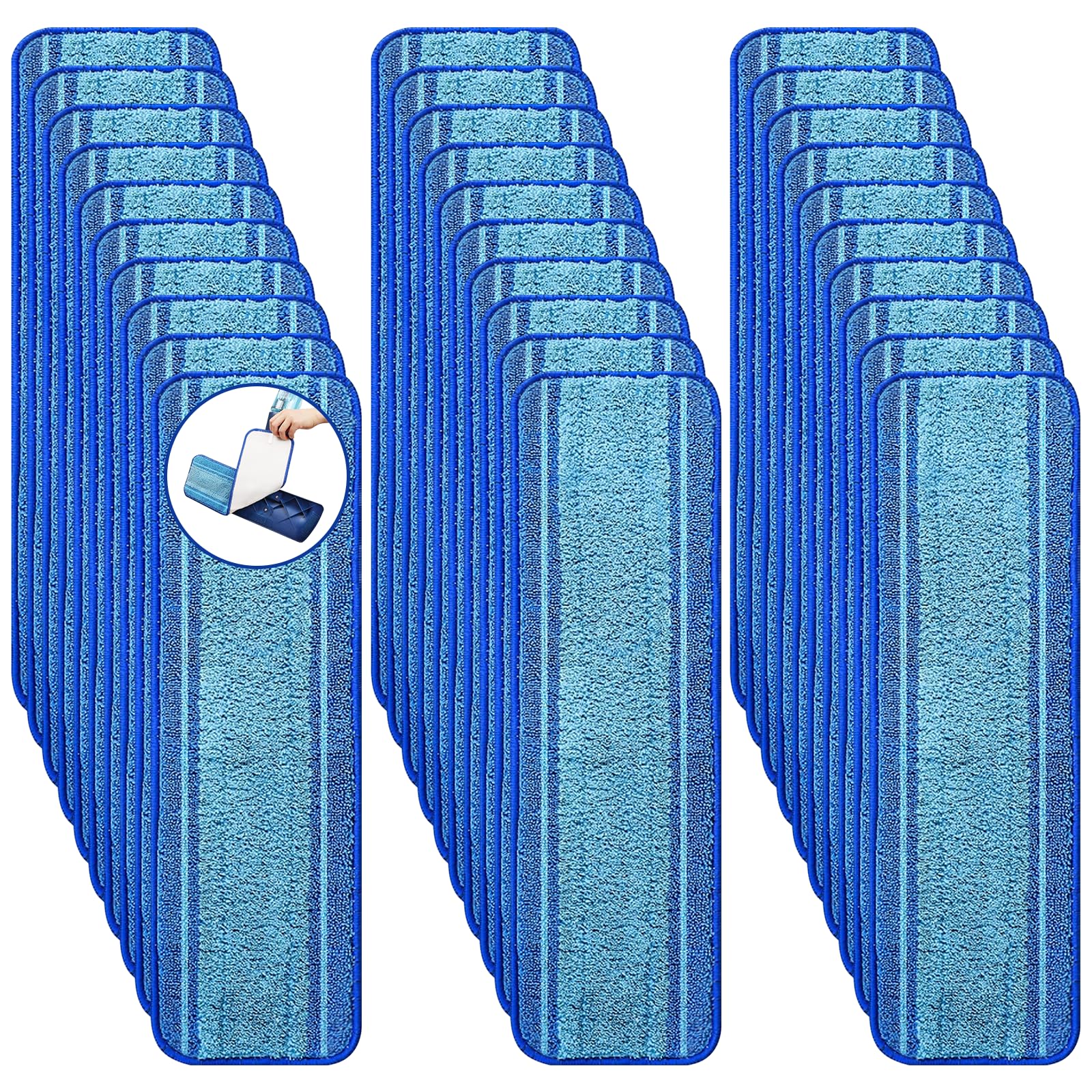 Paquete de 30 almohadillas de limpieza de microfibra para la familia de fregonas Bona, lavables y reutilizables, repuesto seguro para suelos de madera dura y multisuperficie, superabsorbentes