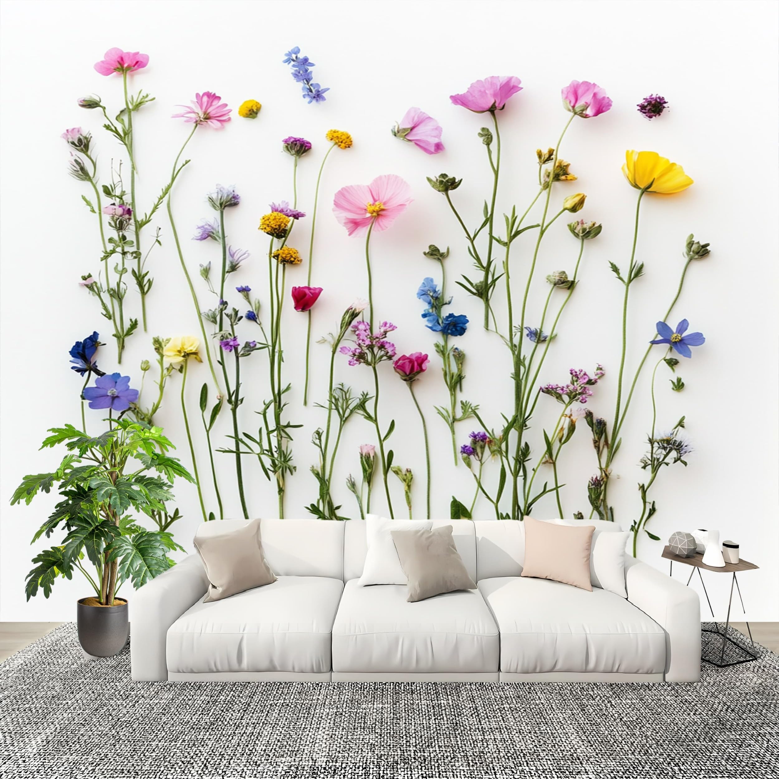 Kreatywna panoramiczna tapeta 350 x 256 cm rośliny i kwiaty w stylu duszpasterskim usuwalne naklejki ścienne naklejki ścienne białe naklejki ścienne pokój dziecięcy tło ściany