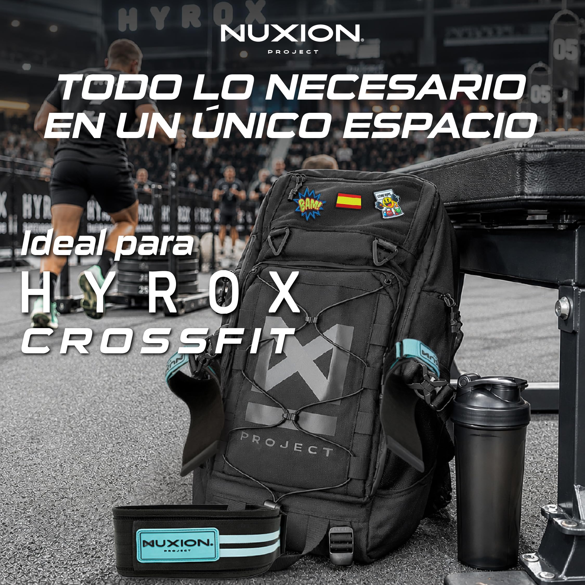 NUXION | Mochila Táctica 37L Impermeable y Resistente | Para Crossfit, Hyrox y Senderismo | Sistema MOLLE, +20 Compartimentos y Portátil 15,6" | Mochila Deportiva Unisex