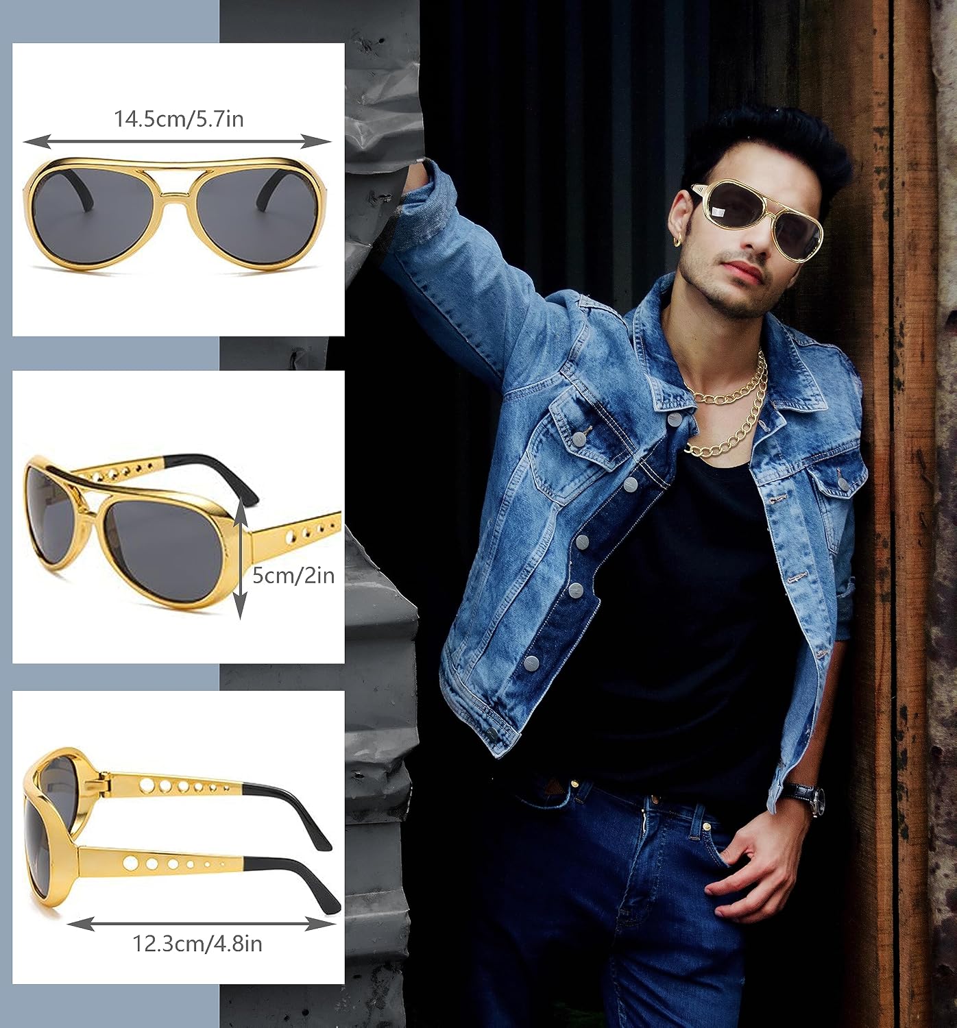 90s Hip Hop 80s Costume Outfit for Men Rapper Costume Accessories Kit Dollar Necklace Ring Bucket Cap Sunglasses Gold Chain Necklace Bracelet Earrings for Halloween Party image 5