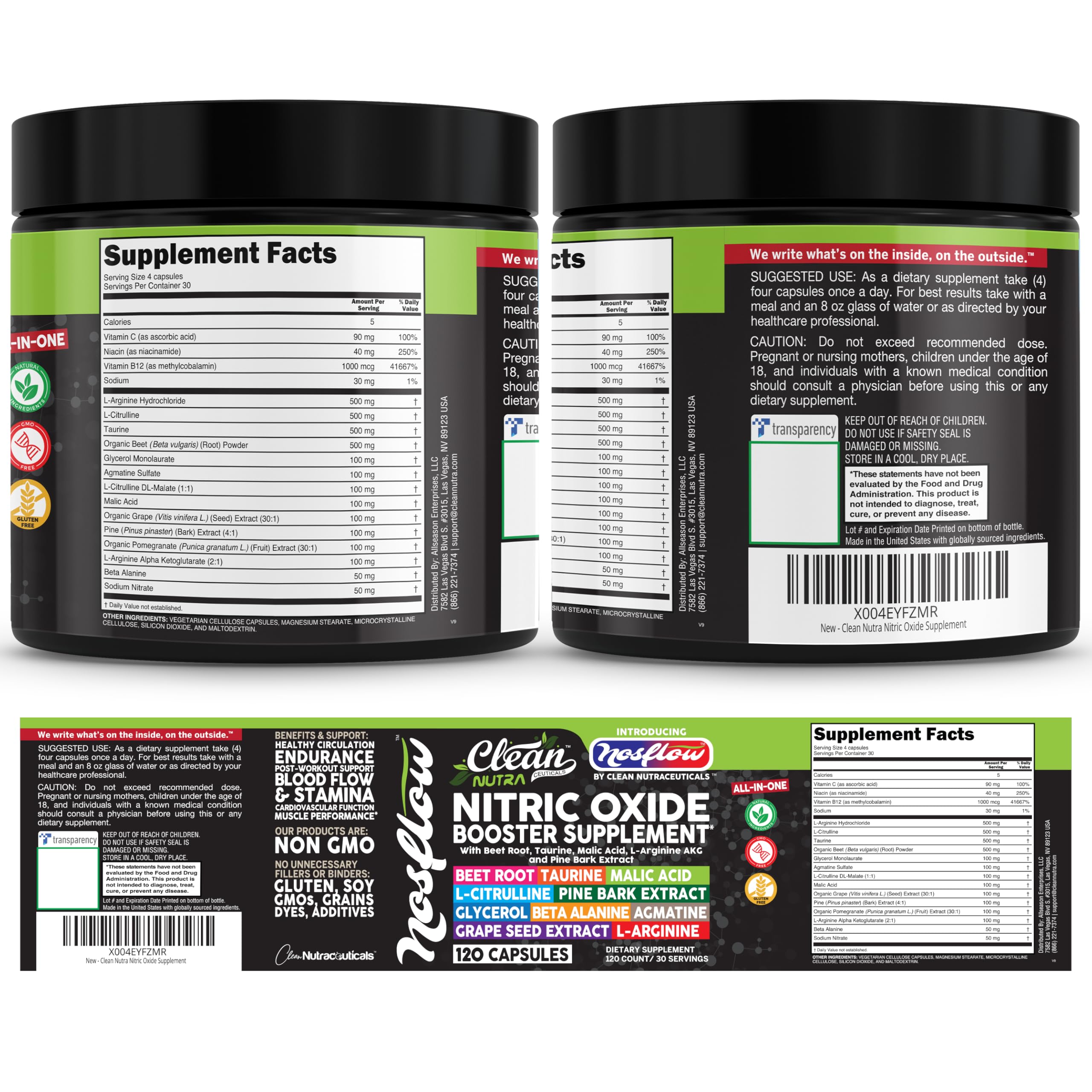 NosFlow Nitric Oxide Supplements for Men | Beet Root Taurine L-Arginine Malic Acid L-Arginine L-Citrulline Pine Bark Glycerol Agmatine Grape Seed Vitamin C B12 B3 By Clean Nutra — Amazon image 9