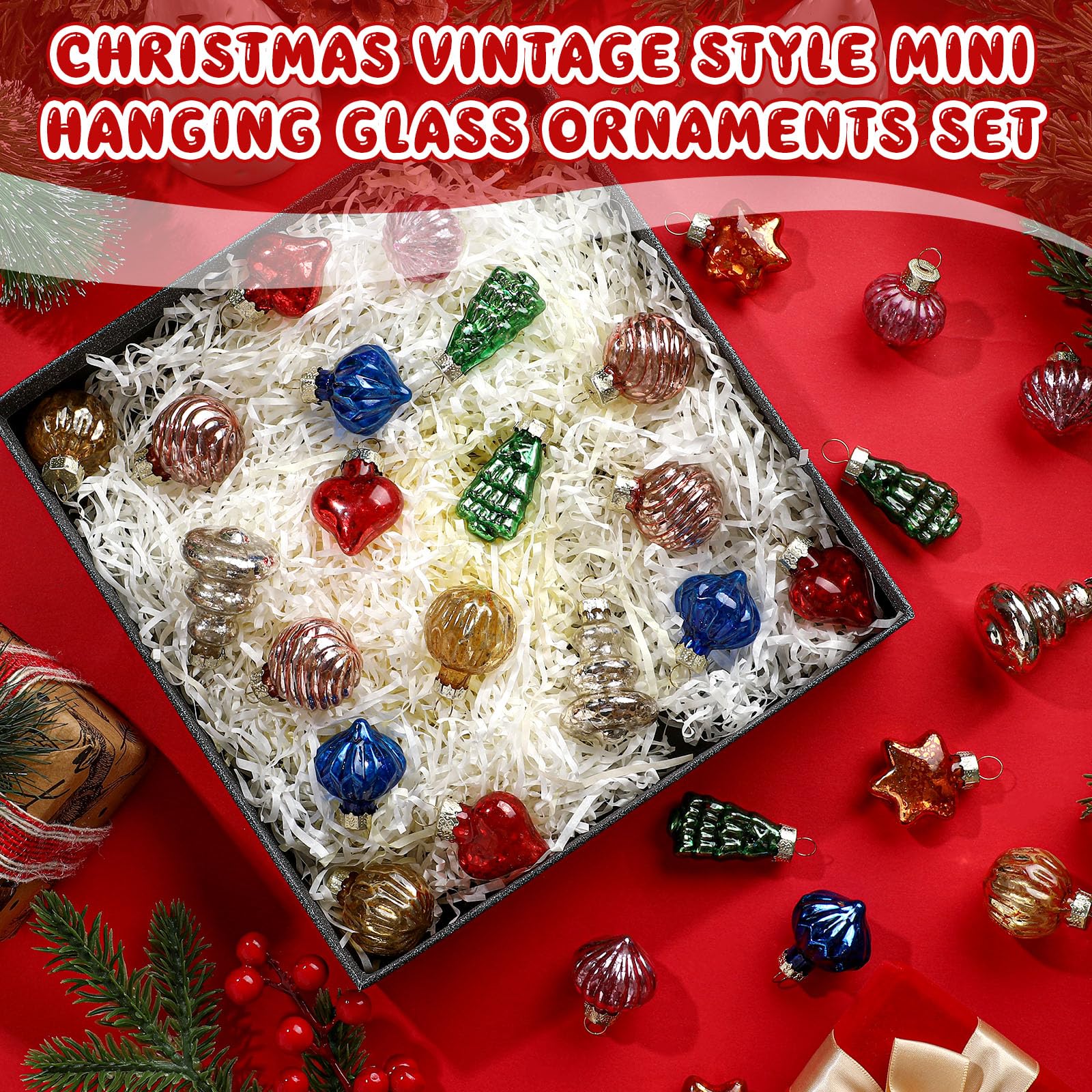 Amazon.com: Capoda 32 Pcs Vintage Christmas Ornaments 1.2