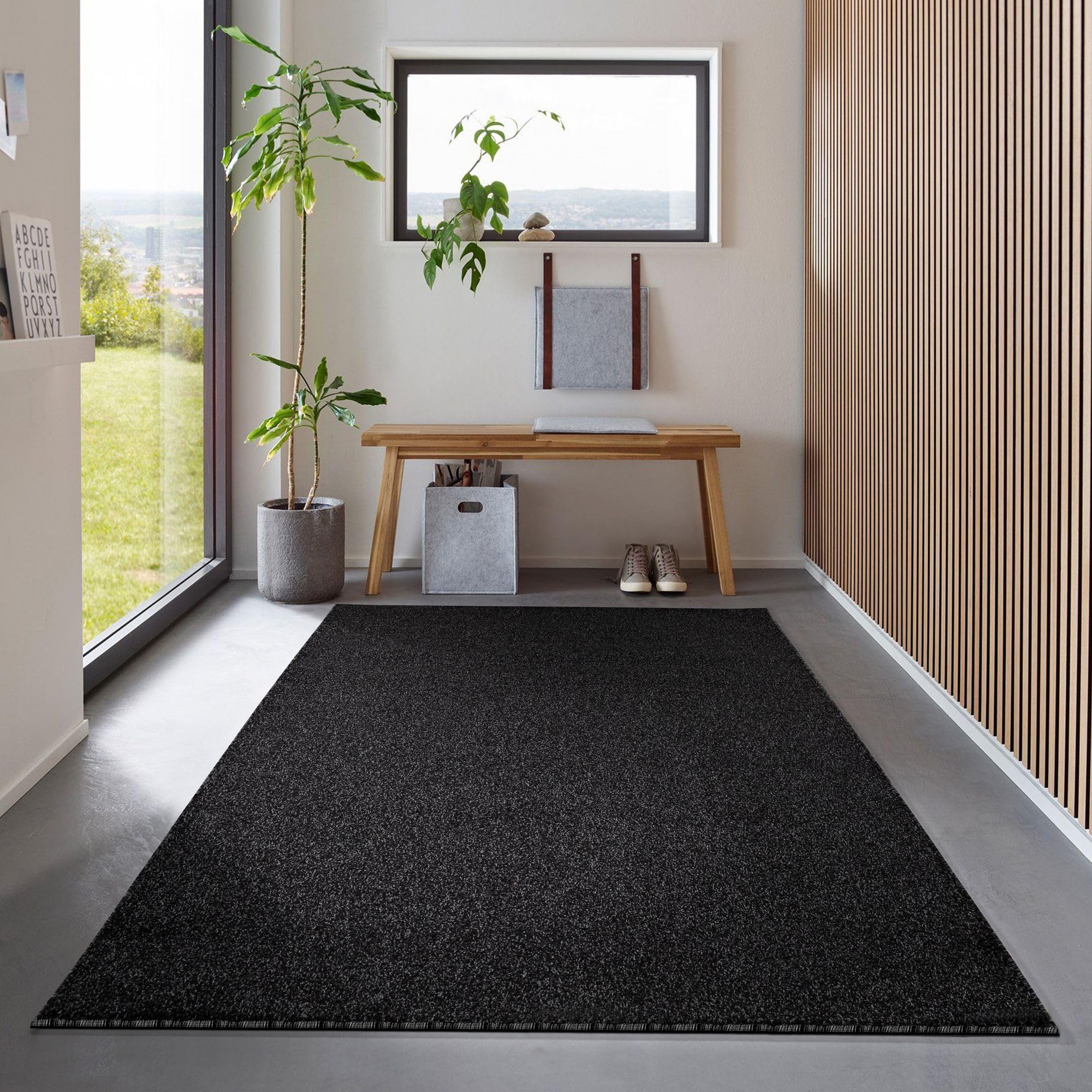 Carpetsale24 Tapis Salon Uni Anthracite Moderne Tapis pour Chambre d'enfant, Chambre à Coucher, Bureau, Couloir et Cuisine Tapis 140 x 200 cm