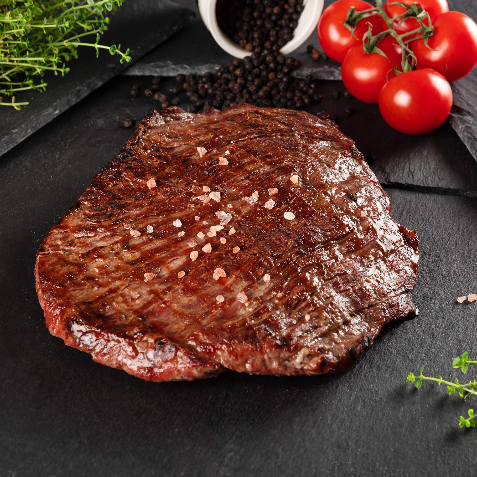 WURSTBARON® Flanksteak-Set, frische Steaks vom Rind, ideal für den Grill, aromatisches und saftiges Grillfleisch, Premium-Qualität aus Bayern, Grillpaket mit 4 Steaks
