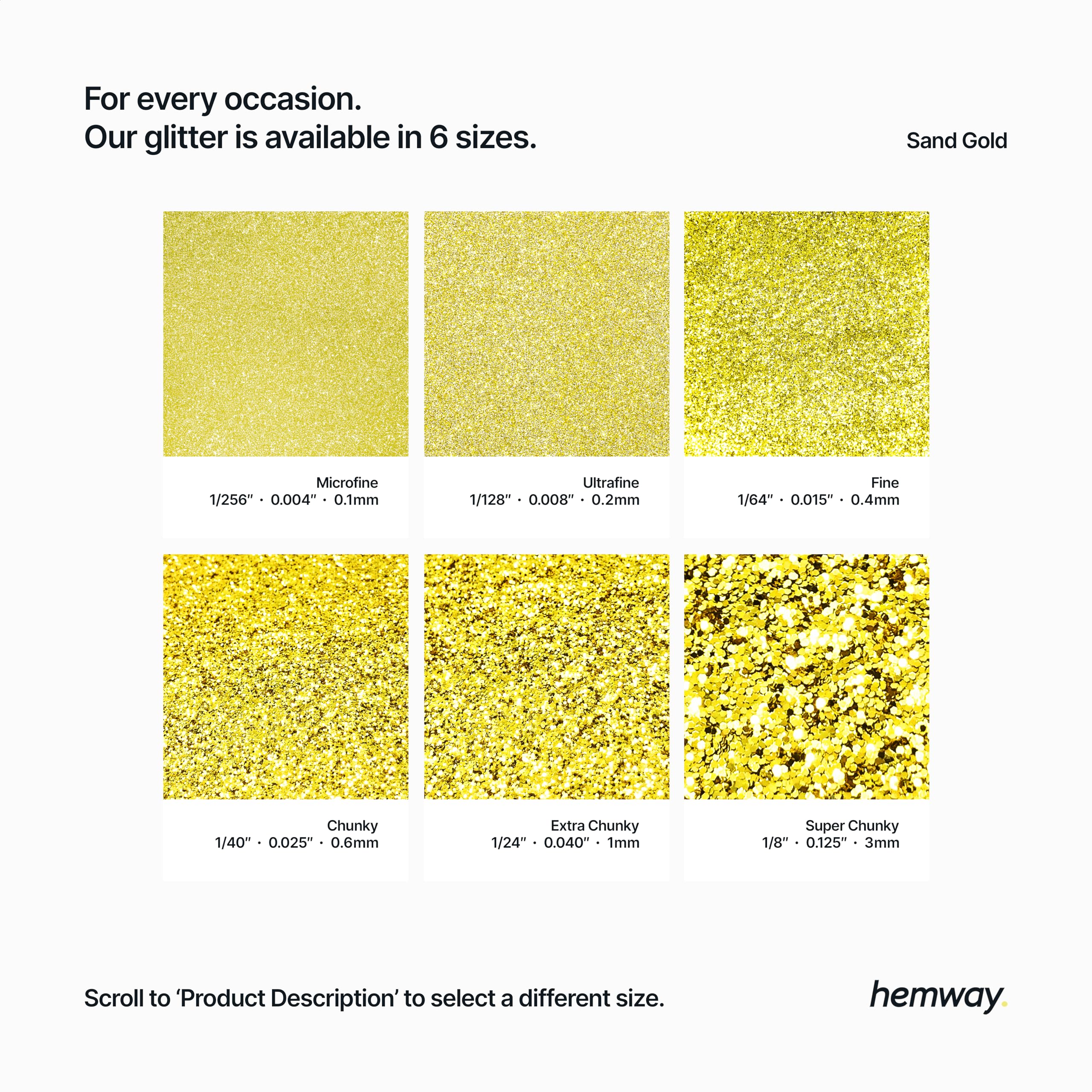 Hemway Glitter Shaker Sand Gold 130g x2 Pack Extra Chunky, Craft Glitter Shakers for Resin & Epoxy Crafts - Image 3