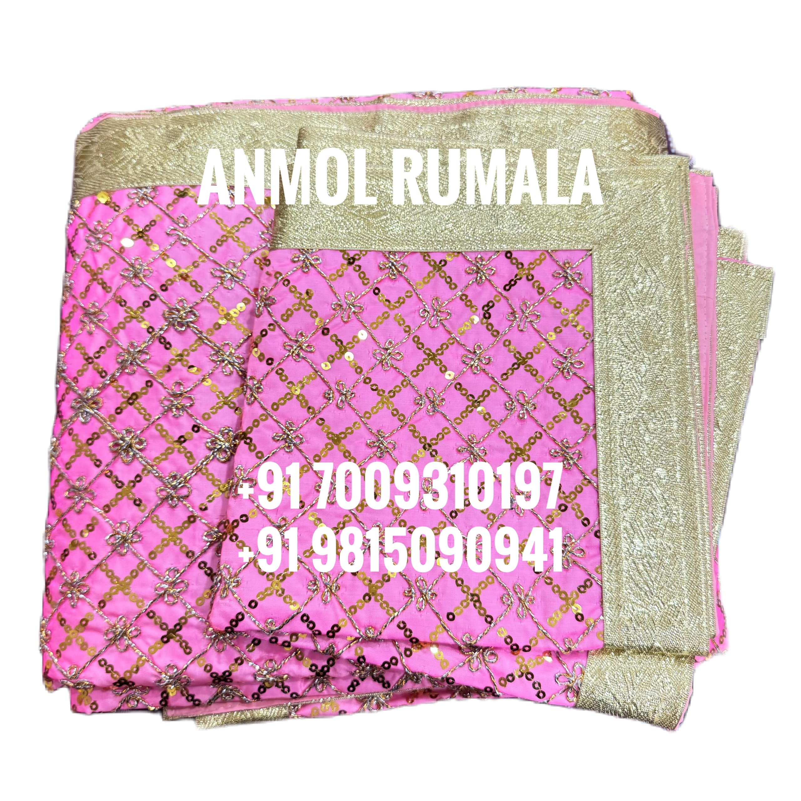 Rumala Sahib Double Set With Cotton Lining (Pink with Heavy Dori Sequins and Golden Gota)-image-20