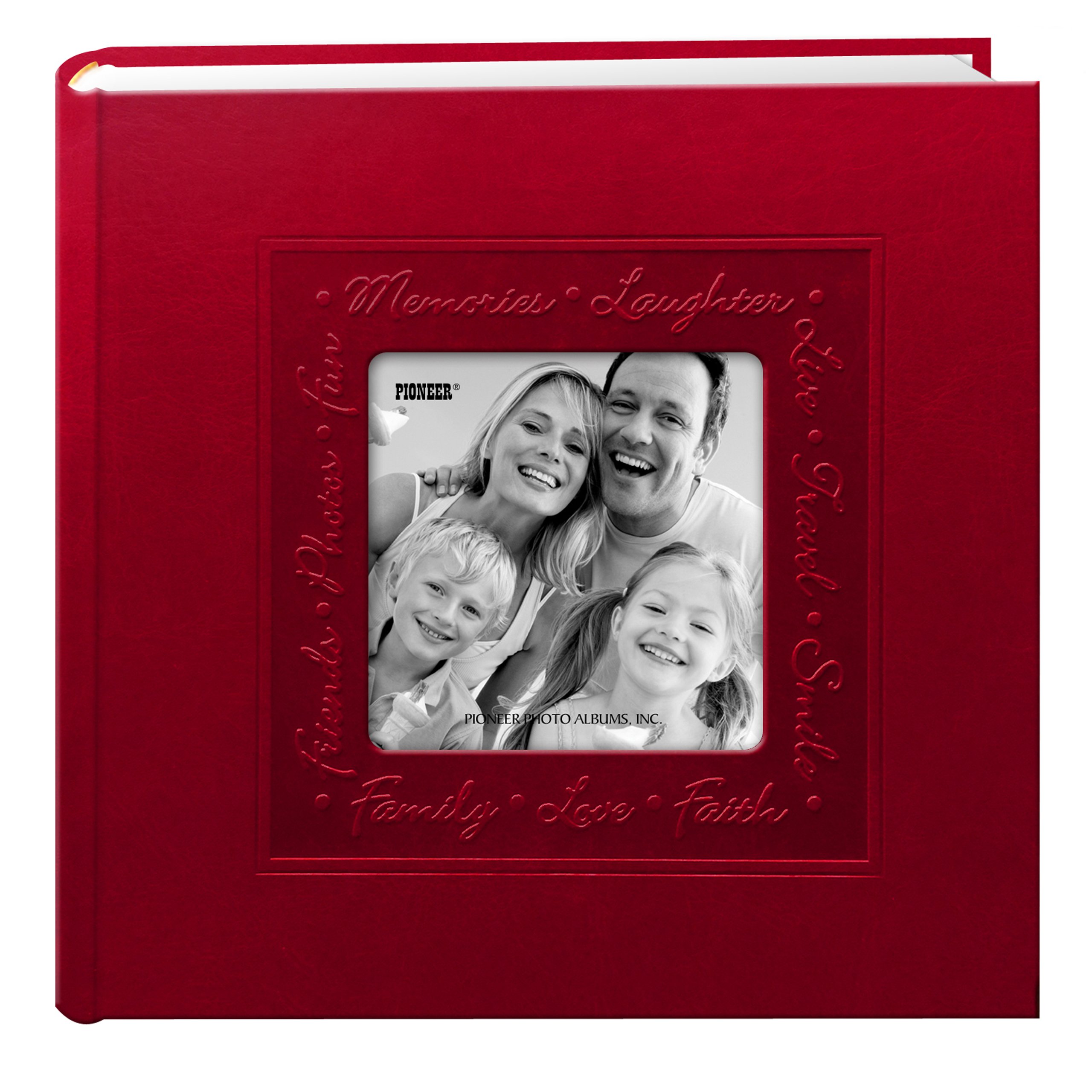 Pioneer Photo Albums Embossed Script Frame Leatherette Cover Red