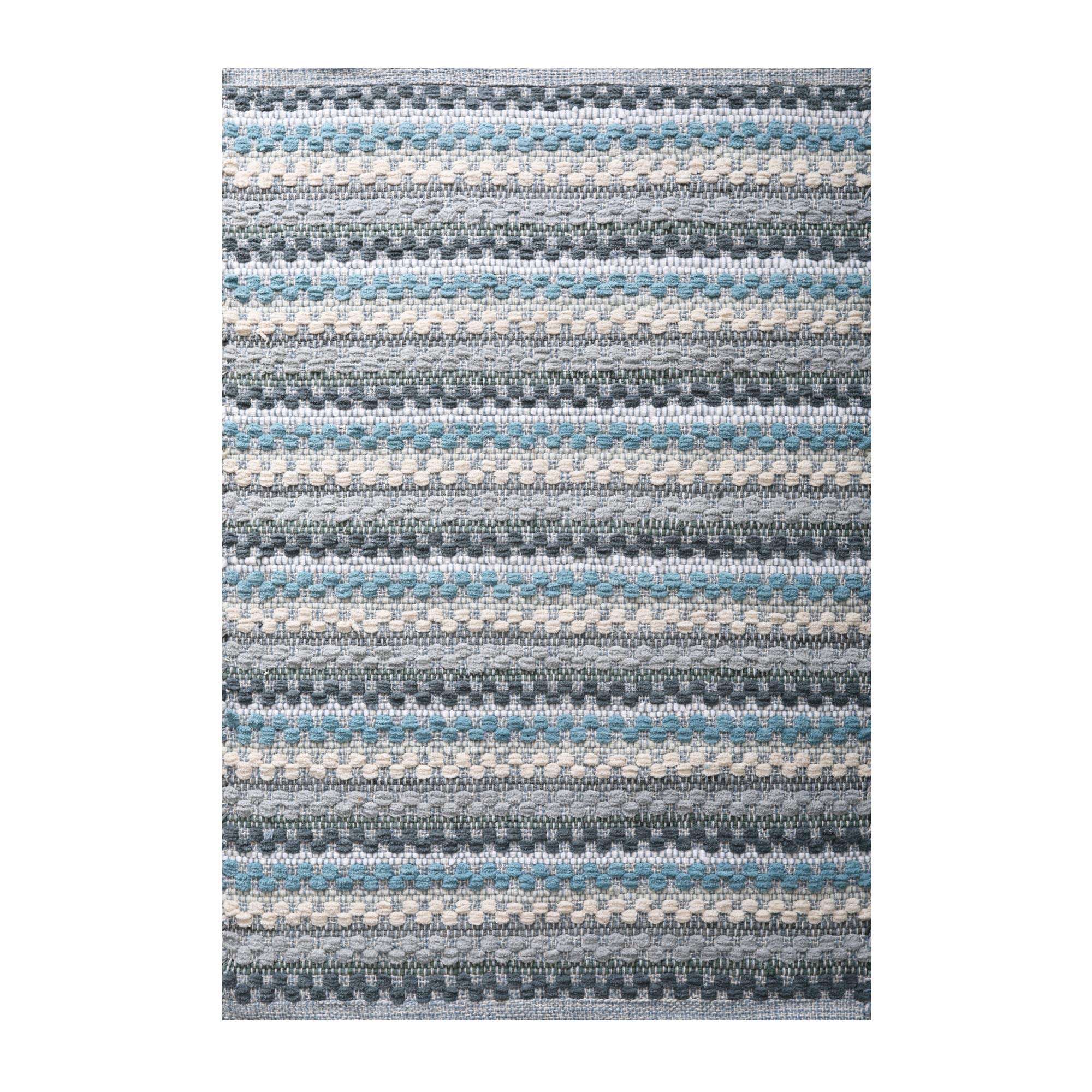 Ramanta Home Chenille Bath Mat Rug 24x36 inch - Aqua Combo, Cotton Soft Absorbent Small Doormat Ideal for Entryways, Bedroom, Bathroom | Durable