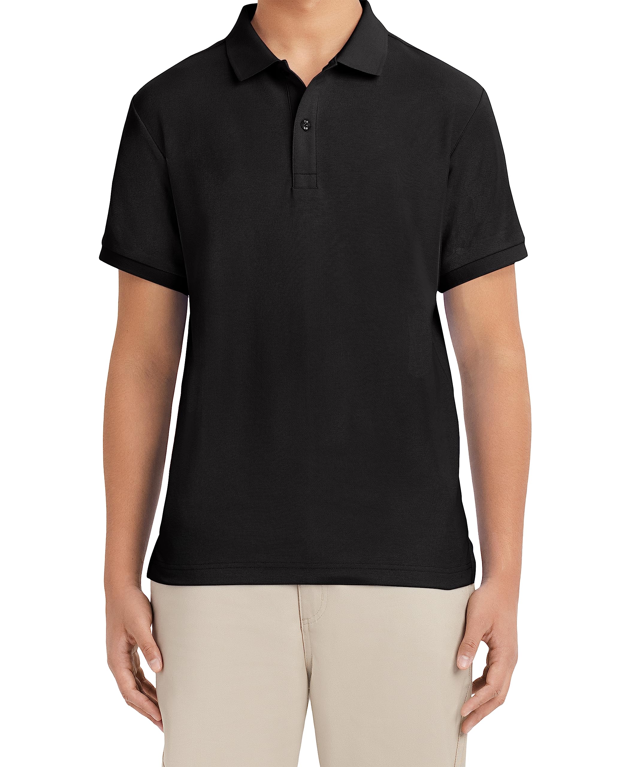 Nautica mensShort Sleeve Uniform Stretch Polo Short Sleeve Polo Shirt - Black - Large 38/39