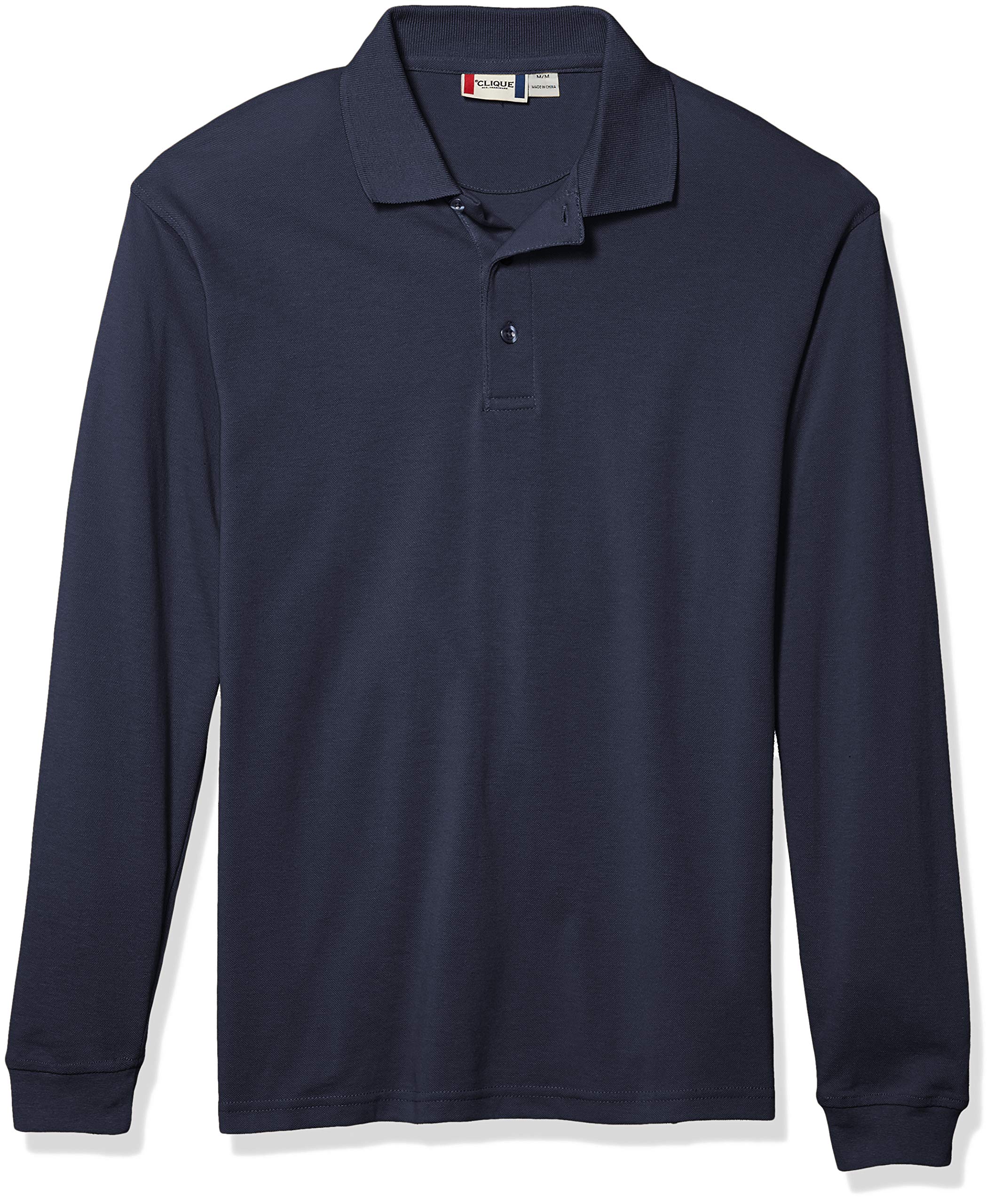 Cutter & Buck Men's Long-Sleeve Evans Pique Polo Shirt, Navy Blue, S