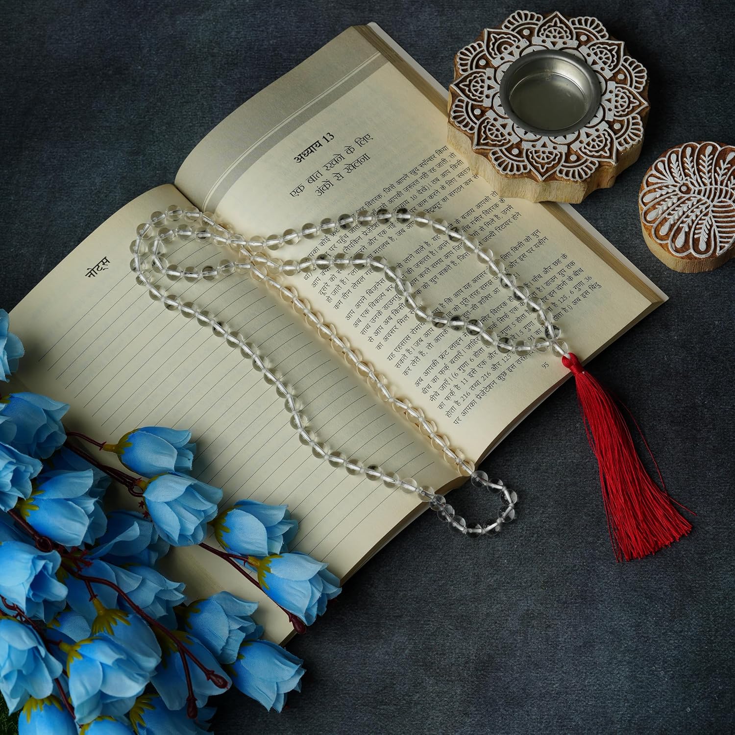 108 Beads White Crystal Sphatik Mala Necklace for Meditation, Yoga, Prayer, Reiki & Spiritual Healing – Handcrafted 8mm Natural Gemstone Japa Mala for Mindfulness and Spiritual Protection - Image 3