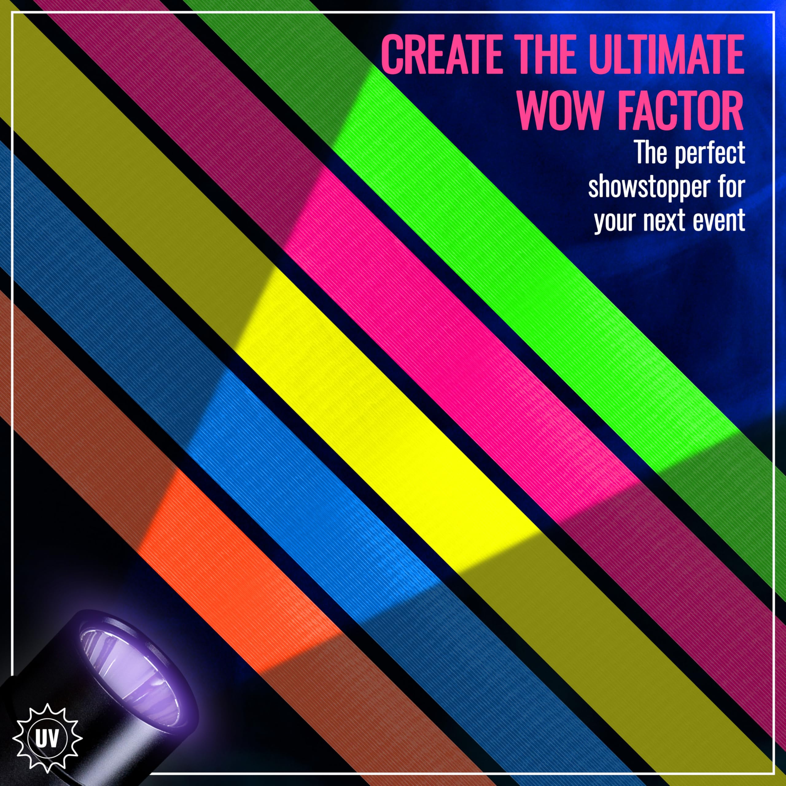 POPPSTAR 5x Neon Tape 15mm x 5m, Fluorescent Fabric Tape, yellow, green, red, blue, pink, Multicolored, 5000 mm × 15 mm - Image 4