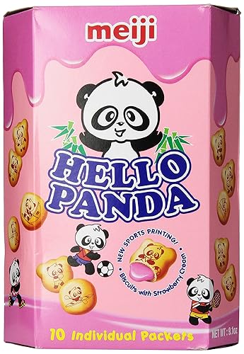 Meiji Hello Panda Cookies-L, Strawberry, 9.1 Ounce - Strawberry - 9.1 Ounce (Pack of 1)