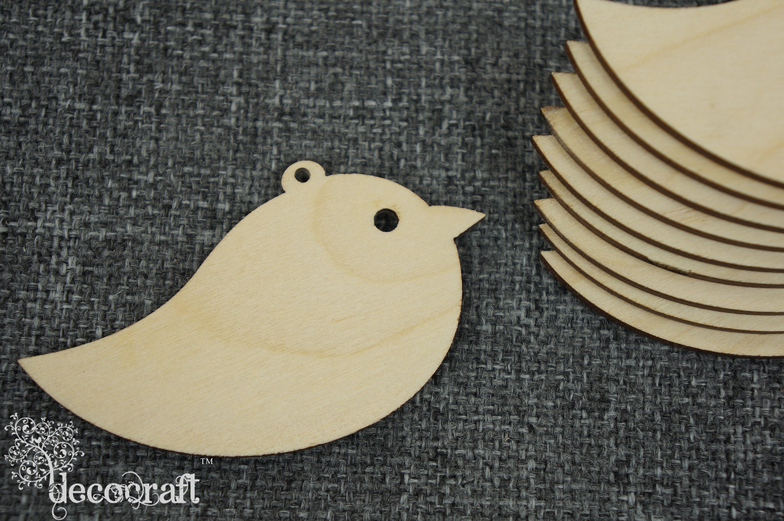 10 pezzi di legno semplici a forma di uccello da 3 mm (10 x