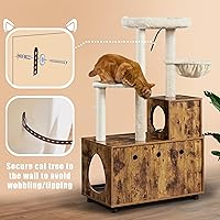 Vista 9 de Yaheetech Árbol para gatos, torre para gatos de 53 pulgadas con caja de arena de madera, árbol para gatos 2 en 1 con condominio, postes rascadores