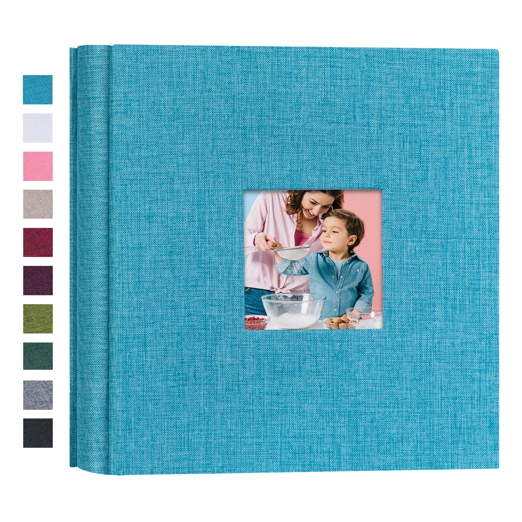 Mublalbum Small Photo Album 4x6 200 Photos Linen Cover Picture Book with Horizontal Pockets for Wedding Family Anniversary and Baby (Blue)