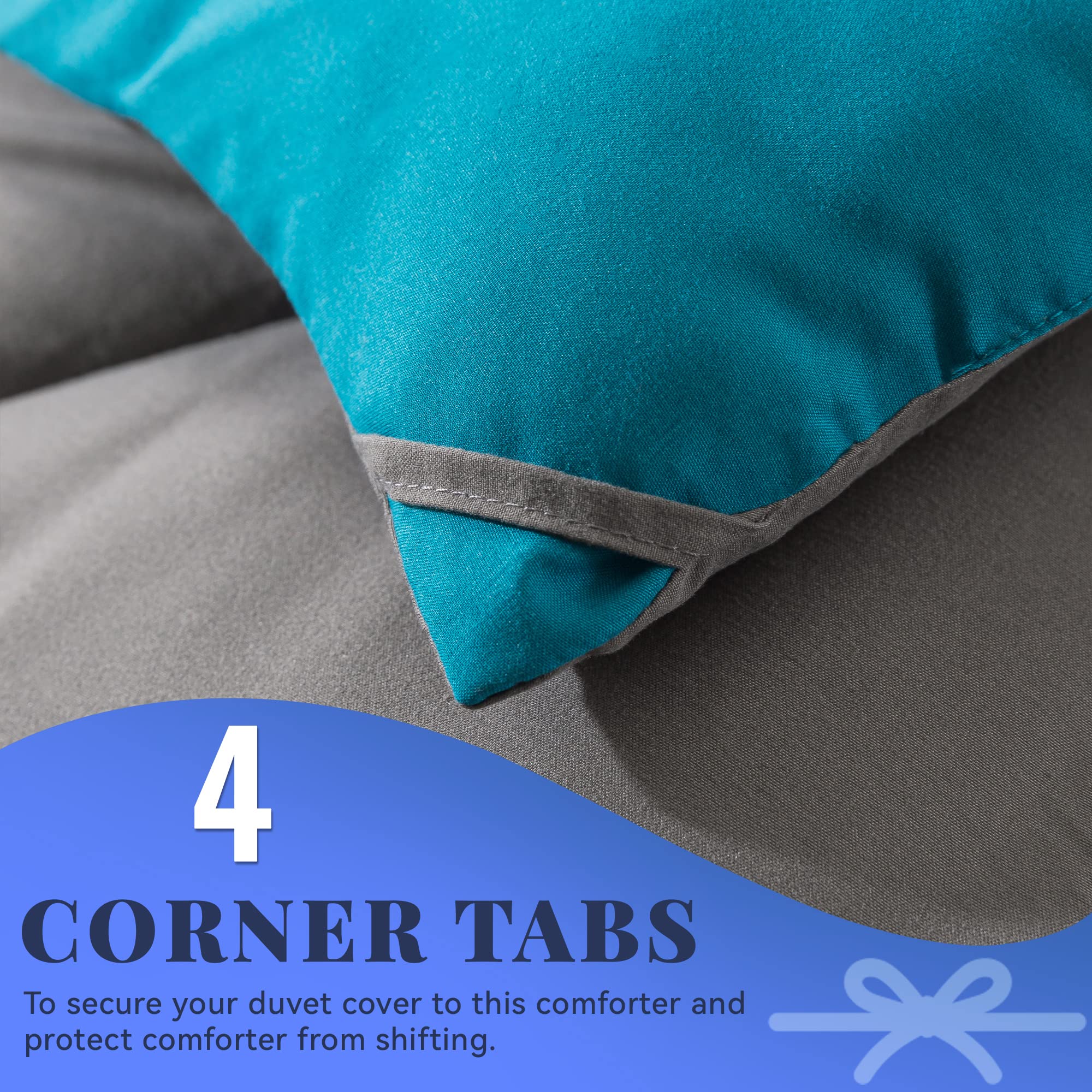 Cosybay Down Alternative Comforter (Blue/Grey, Full) - All Season Soft Quilted Full Size Bed Comforter - Duvet Insert with Corner Tabs -Winter Summer Warm Fluffy, 82x86 inches